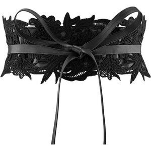 Women's Lace Obi Belt: Wide Bowknot Wrap Corset in PU Leather